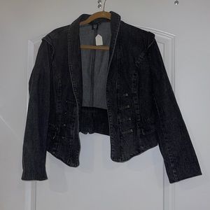 Apostrophe Stone Washed  Open Front Distressed Jacket Large